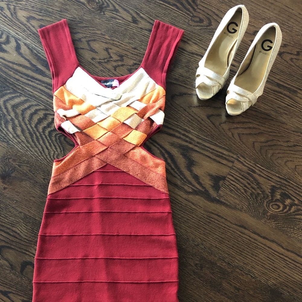 Hot Miami Styles Bandage Dress with side cut outs